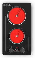 VBGK Electric Cooktop,110V 2100W electric Stove Top with Knob Control,Countertop/Built-in Design with 9 Power Levels,Kids Lock & Timer, Overheat Protection,and touch control 2 burner electric Cooktop.