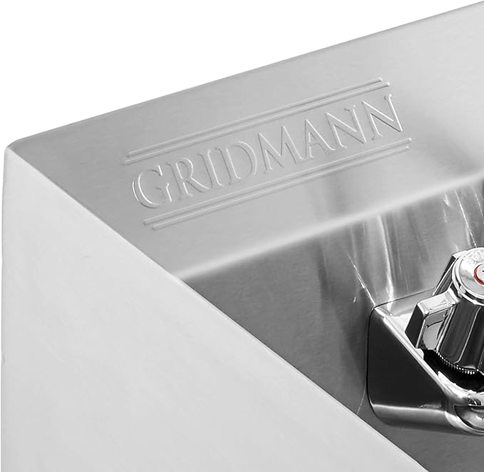 GRIDMANN Commercial NSF Stainless Steel Sink with Faucet & Side Splashes - Wall Mount Hand Washing Basin