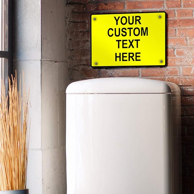 Aluminum Weatherproof Metal Sign Multiple Sizes Custom Personalized Text Here Yellow Black Caution Horizontal Street Signs 24x18Inches