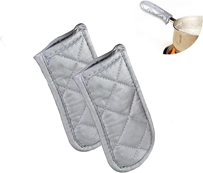 Cast Iron Skillet Handle Covers, Pot Handle Covers Heat Resistant, Heat Resistant Pot Pan Skillet Hot Handle Holder Sleeves Mitt Cover for Kitchen, BBQ and Baking Cookware (2, Silver)
