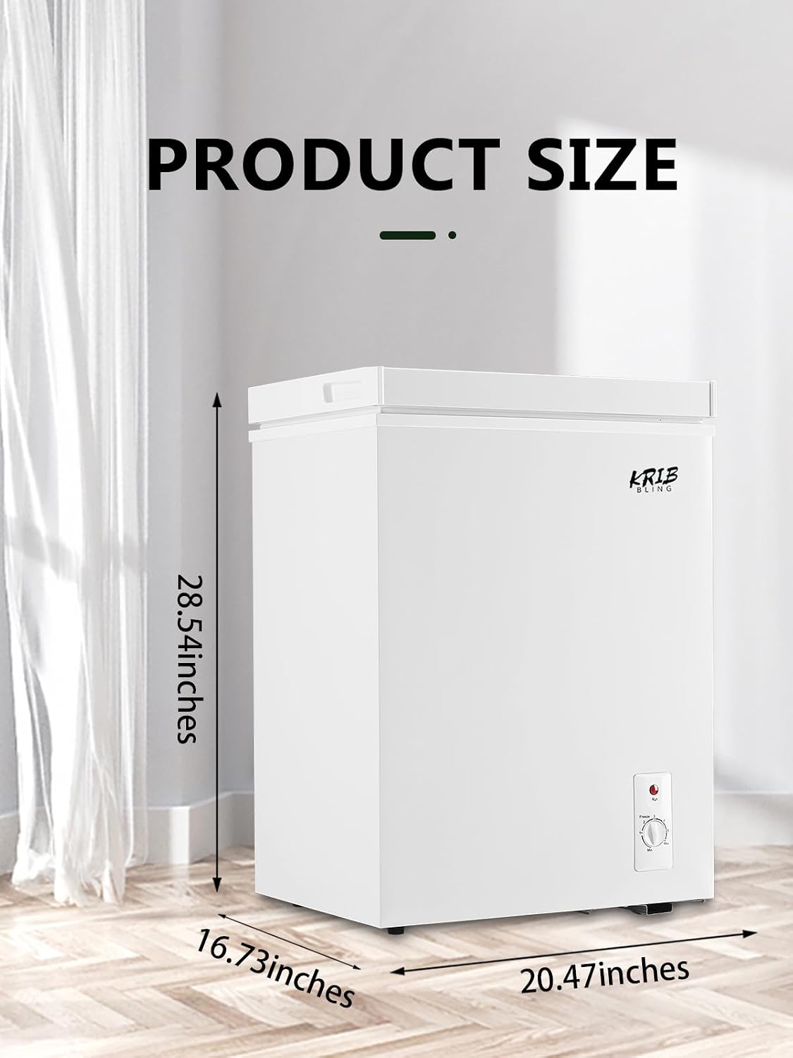 3.5 Cu.Ft Chest Freezer 7 Gears Temperature Control(-18°F to -46°F), Deep Compact Freezer with a Removable Basket, for House, Kitchen, Garage, Basement, Shop, White
