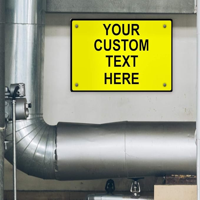 Aluminum Weatherproof Metal Sign Multiple Sizes Custom Personalized Text Here Yellow Black Caution Horizontal Street Signs 24x18Inches