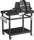 LS'BABQ Grill Stand for Ninja Woodfire Outdoor Smoker Pizza Oven Accessories, Foldable Cart Table With Wheels for Ninja XSKUNSTAND OG700 OG800 OG900 OO101 Series, Black