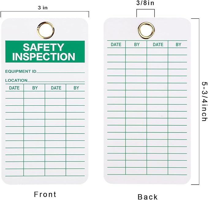 Lionshop Safety Inspection Tags for Accident Prevention with Zip Ties Multi Purpose Cable Ties for Indoor Outdoor Fire Extinguisher Scaffold Ladder, UV/Paper, 5.75"x 3", Pack of 25