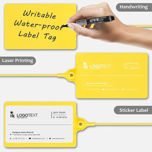 100 Plastic Tags Shipping Tags Waterproof Tags for Labeling Blank Writable Marker Ties Security Seals Storage Hanging Tags Shipping Label with One Marker Pen (Yellow)