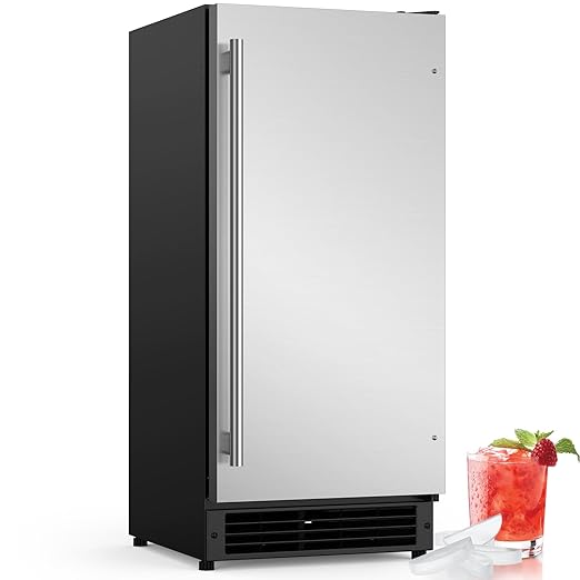 COTLIN 15" W Drainless Under Counter Ice Maker with 22LBS Storage Bin, Crescent Ice, Free Standing Built-in Ice Maker for Residential Commercial Use, No Drain Required, ETL Approved