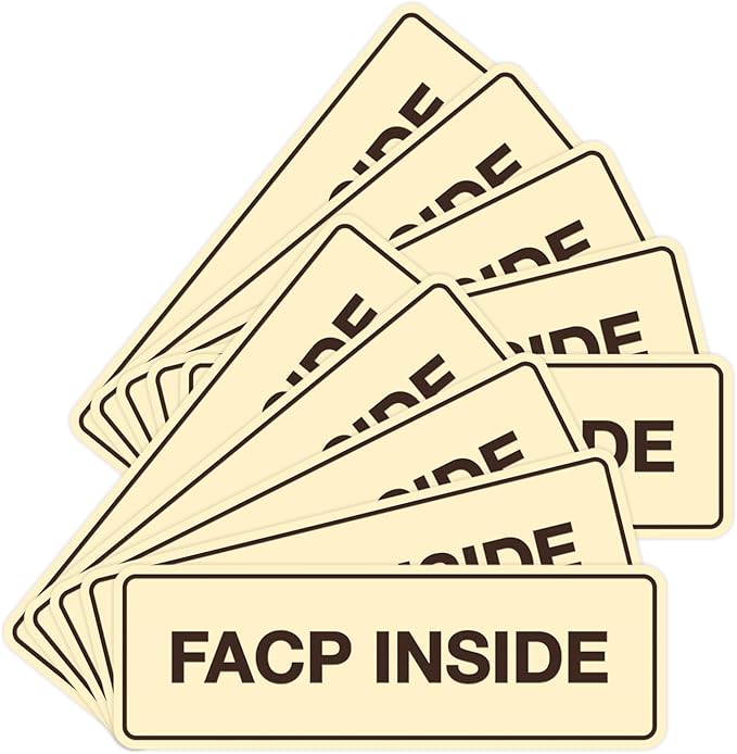 Signs ByLITA Standard FACP Inside Sign | Fire Safety Signage (Ivory/Dark Brown) - Medium 10 Pack