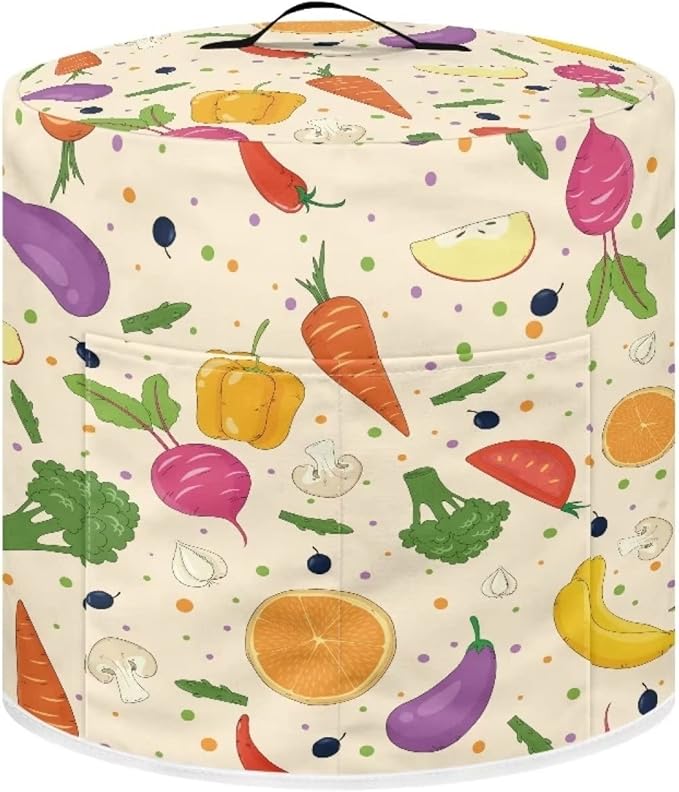 Fruits and Vegetables Print Kitchen Appliance Cover Pressure Cooker Cover 6 qt,Dust Cover with Pockets for Electric Pressure Cooker Air Fryer Rice Cooker Steamer Toaster Oven
