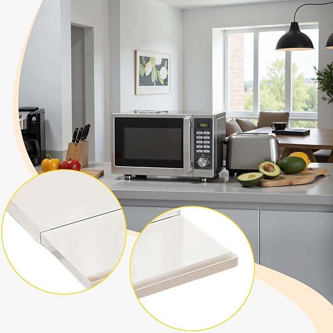 Generic Slide Out Kitchen Appliance Stand Storage Shelf Adjustable for Rice Cooker Sturdy Versatile with 2 Tiers Extended Work Table, White