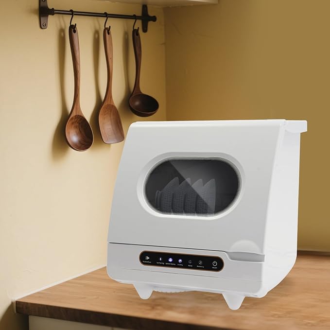 Portable Countertop Dishwasher, Compact Dishwasher, Mini Dishwasher with 5-Liter Built-in Water Tank for Apartments & RVs, Dorms and RVs,High-Temp& Air-Dry Function, No Hookup Needed,White