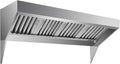 8FT Commercial Kitchen Exhaust Hood, Wall Mount Stainless Steel Vent Hood with Detachable u-Shaped Grease Filters, Rust-Resistant Restaurant Range Hood for Food Truck Cooking Station Concession Traile