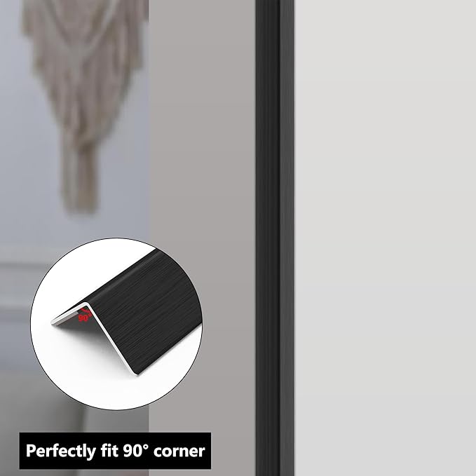 5pcs 48"L*1.42"W Aluminum Self-Adhesive Wall Corner Protectors, Wall Furniture Bumper, Safety Baby Proofing Corner Cushion Table Edge, Wide Coverage and Easy to Install - Black