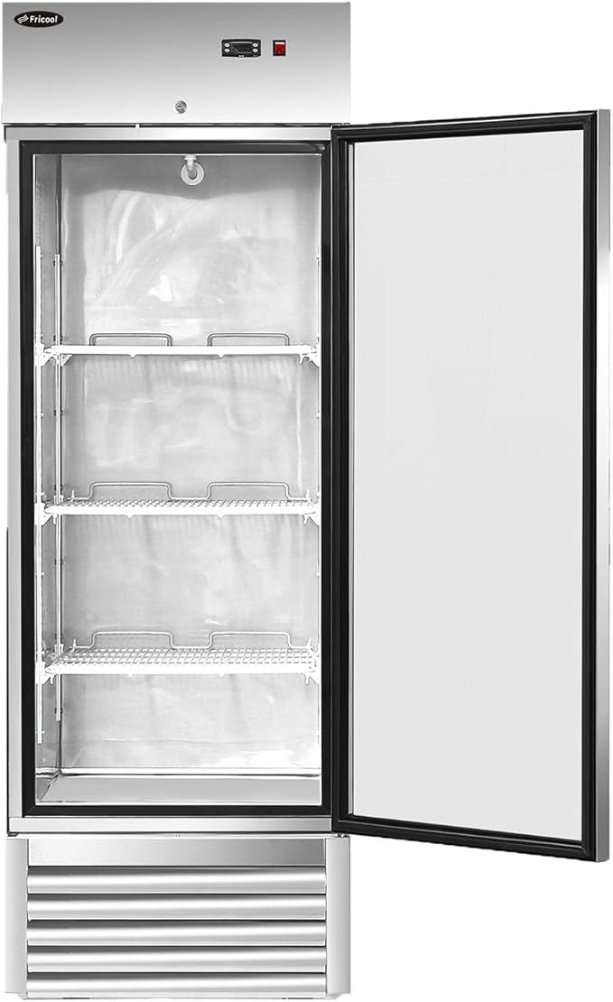 27 Inch Commercial Freezer Upright, Single Door Stainless Steel Reach In Freezer, 23 Cu.Ft Large Capacity, Energy Efficient, Fast Cooling for Restaurant, Supermarket, Bakery