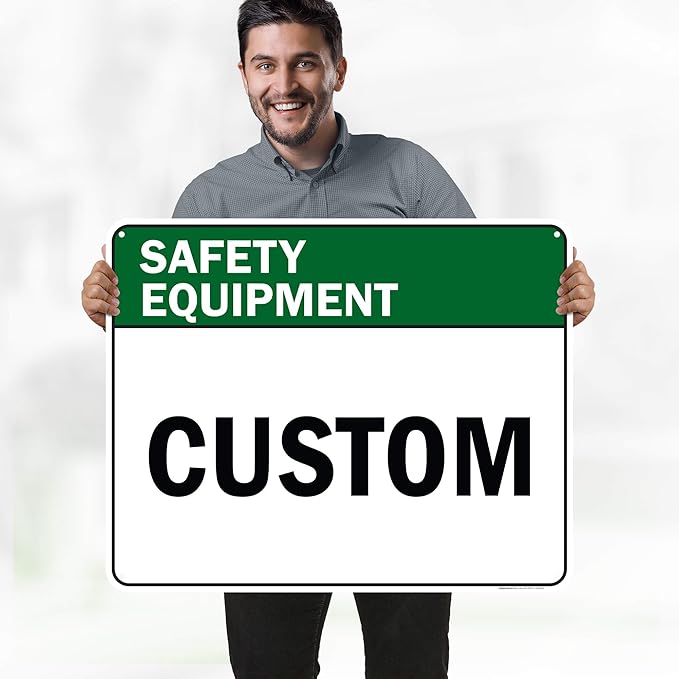 Custom Safety Equipment Sign, Ansi Sign, Osha Compliant, 24x30 Inches, 55 mil thick HDPE (high density polyethylene), Made in USA by My Sign Center