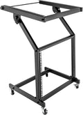 DJ Mixer Stand, 2-Layer Audio Device Rack with 4 Wheels, Audio Studio Mixer Stand for Homes Offices Stage Concert Studio Equipment Rolling Stage Cart (9U)