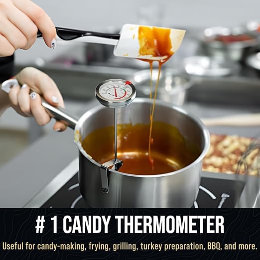 Candy Thermometer with Pot Clip - Deep Fry Oil Thermometer for Frying and Candle Making - Lemon