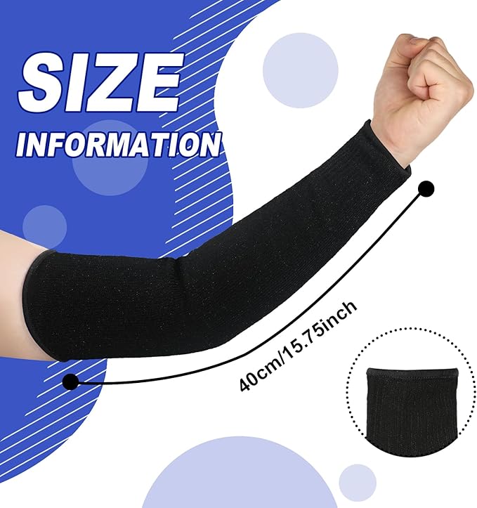 Sintege 3 Pairs Arm Protectors for Thin Skin and Bruising Cut Resistant Forearm Sleeve Level 5 Arm Burn Protection Sleeve (Light Blue, Dark Blue, Black,15.8 Inch)