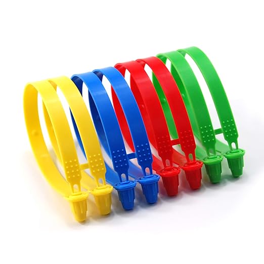 Leadseals(R) 500 PCS Red Tite-Lock Plastic Tractor Truck Door Seal Tamper Evident Security Tags Numbered Safty Disposable Locks for Trailer Logistics Shipping Transport