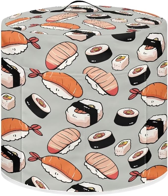 Dust Cover for 8 qt Air Fryer & Pressure Cooker Kitchen Appliance Accessories, Portable Pressure Cooker Air Fryer Rice Cooker Dust Cover Grey Sushi Print Small Appliance Covers