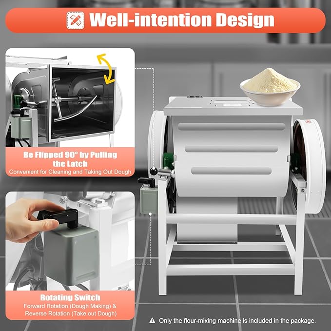 Commercial Dough Mixer 30Qt Commercial Food Mixer 1500W 110V Electric Dough Mixer Heavy Duty Dough Blender Kneading Machine with 90 Degree Tilt for Bakery Pizzeria Restaurant School