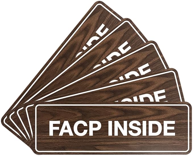 Signs ByLITA Standard FACP Inside Sign | Fire Safety Signage (Walnut) - Large 5 Pack
