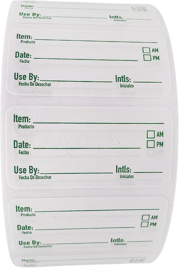 2x1 Dissolvable Food Labels, 1000 Label Stickers, Bottle Labels for Storage Bins, Sticker Labels for Food containers (1000, Green)