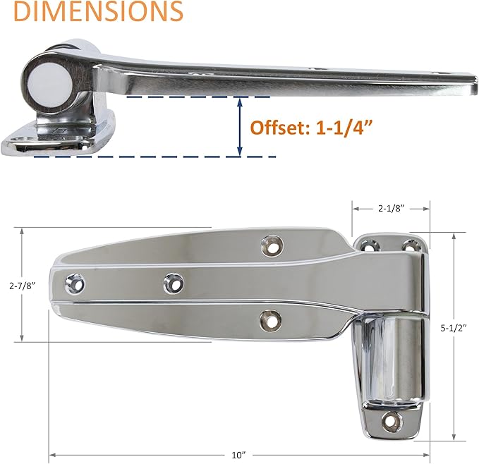 Kason 1245-187-54 Reversible Cam-Rise Hinge Chrome Finish for Freezer/Cooler/Refrigerator, 1245-201-54 (1-1/4" Offset)