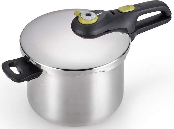 T-fal Ultimate Stainless Steel Pressure Cooker 6.3 Quart, Induction Compatible, Secure Locking Lid, Safe & Easy to Use, Cookware, Pots and Pans, Kitchen, Dishwasher Safe, Silver