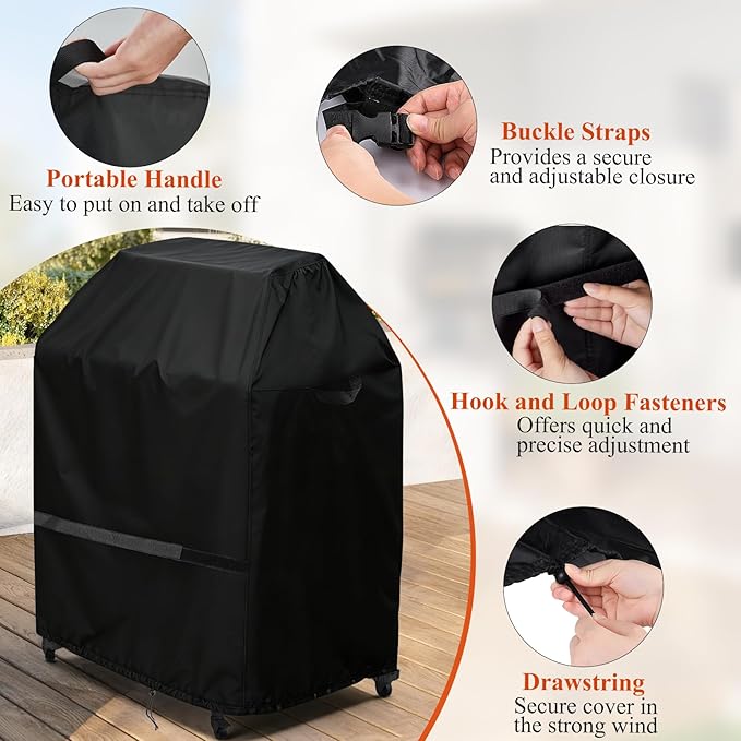 Outdoor Pizza Oven Table Cover for Ooni Oven and Large Table, Outdoor Bar Table Cover Waterproof Heavy Duty for Patio Grill Table - 32''L x 32''W x 52''H