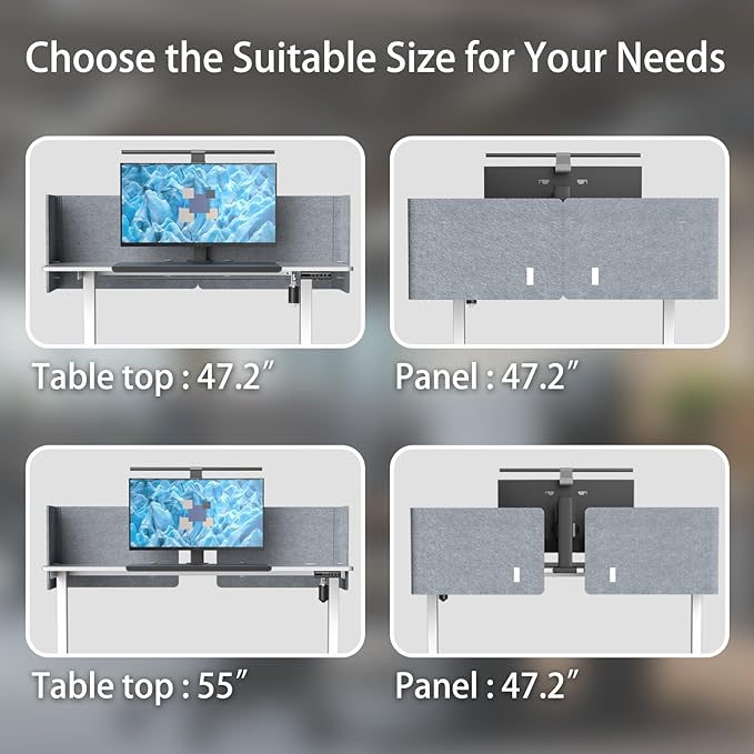 Desk Privacy Panel,2PCS L-Shaped Clamp-On Office Desk Divider,2-in-1 Adjustable Acoustic Desktop Partition Or Under Desk Modesty Screen,for Office,Home,Felt(Grey, 47.2" x 17.7")