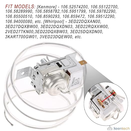 Lifetime 2198202 Refrigerator Cold Control Thermostat by Seentech Easy to Install - Exact Fit for Whirlpool,Kenmore Refrigerator - Replaces Part Numbers: WP2198202 2161284 2198201 PS11739232 AP6006166