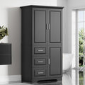 62.2" Wide Storage Cabinet Pantry Cupboard with Doors and Drawers for Home Kitchen, Bathroom and Living Room, Adjustable Shelf, Black