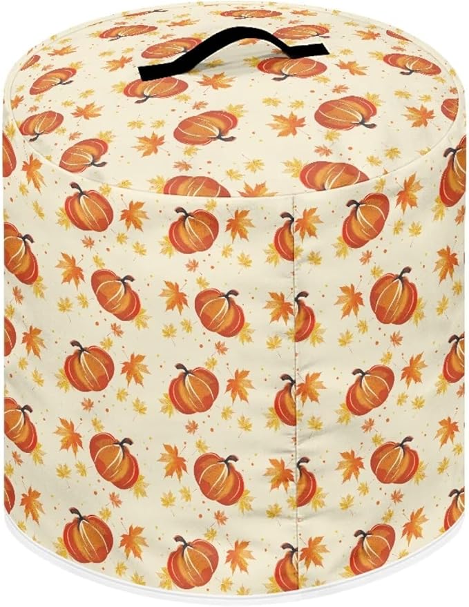 Pumpkins Maple Leaf Print 3 Quart Pressure Cooker Dust Cover with Storage Pocket and Top Handle Kitchen Appliance Air Fryer Rice Cooker Dust Cover Thanksgiving Day Decor