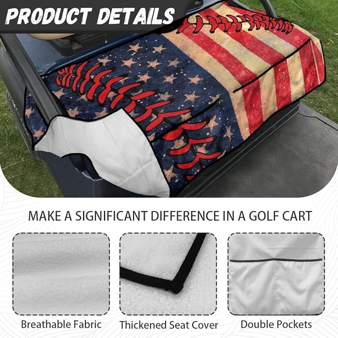 Golf Cart Seat Cushion Cover with Soft Towel Fabric and Waterproof Protection, Non-Slip Seat Protector for Golf Carts, Utility Carts and Community Vehicles
