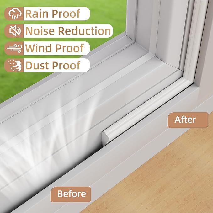 196” Wedge-Shape Foam Window Weather Stripping Door Seal Strip,Soundproofing Frame Winter Insulation Tape for Exterior Front Door,Noise Cancelling Window Inserts,Door Gap Filler Light Blocker,White