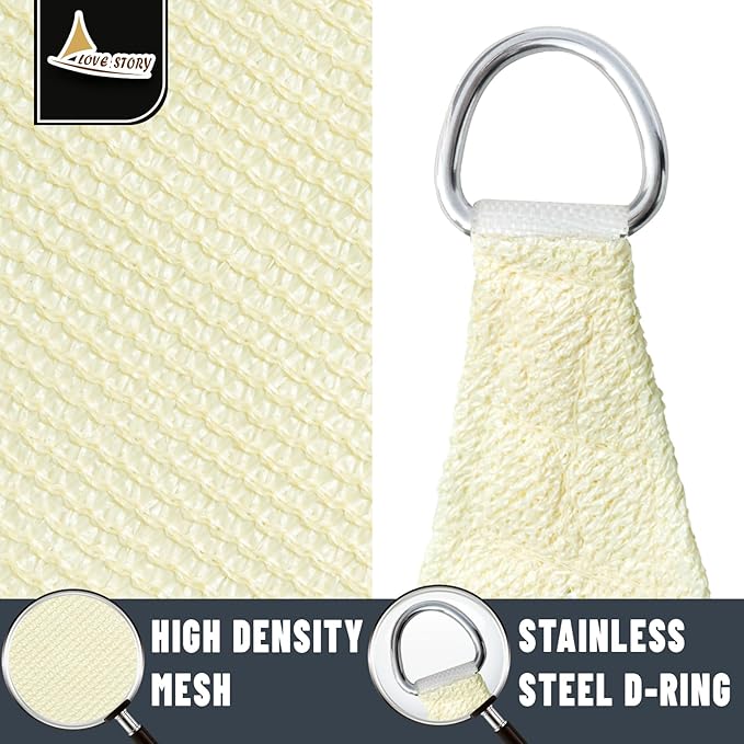 LOVE STORY Custom Size 7' x 21' Butter Cream Sun Shade Sail Canopy Commercial Rectangle Sail Shade Fabric for Patio Garden Backyard Pool (Customized)