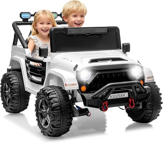 Kids 24v 2-Seater Electric Ride on Car,24v 4x4 Kids Electric Truck with Remote Control,2-Seater Ride-on Car, Spring Suspension & LED Lights for Backyard Exploration