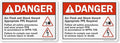 SmartSign Adhesive Vinyl Label, Legend Danger: Arc Flash and Shock Hazard PPE Required with Graphic, 5" high x 7" Wide, Black/Red on White (Pack of 2)