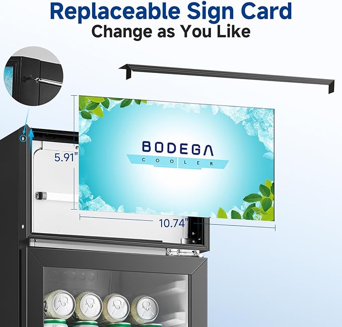 BODEGACOOLER Beverage Refrigerator and Cooler, 7.71 Cu. Ft Commercial Refrigerators for Drink, Beer, Tall Commercial Cooler for Beer, Soda, Single Door Display fridge