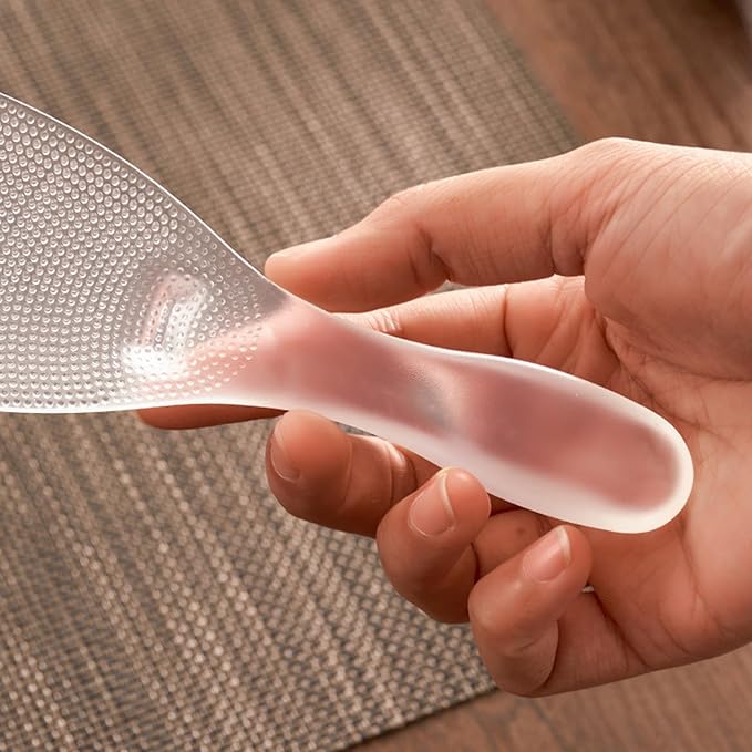 H&Zebrabro 1 Piece Japanese Style Rice Paddle, Food-grade Non Stick Rice Scooper Spoon, Heat Resistant Rice Spoon Paddle for Rice Cooker, Dishwasher Safe (Transparent)