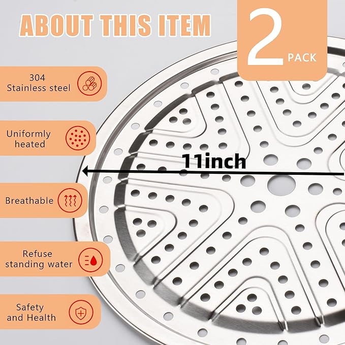 2-Pack11-Inch Pressure Cooker Canner Rack/Canning Rack Food Grade 304 Stainless Steel Compatible with Presto, All-American and More (Canning Racks 11inch-2p)