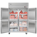 VEVOR Commercial Reach-In Freezer, 48" W, 33 Cu.Ft Stainless Steel Upright Freezer, with 4 Doors, Auto-Defrost, 6 Adjustable Shelves, -11 to 14℉ Temp Control, UL Certified