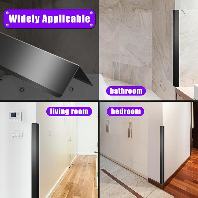 Black Stainless Steel Wall Corner Guard 2 x 2 x 48 inch 10 Pcs,304 Steel Corner Trim, Metal Wall Corner Protection Guards with 90-Degree Angle for Wall Protection and Decoration.