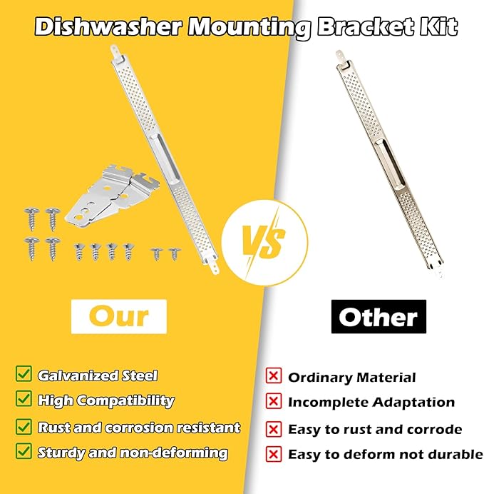 W10426979 24" Dishwasher Mounting Bracket Kit Fit for Whirlpool, KitchenAid and Maytag ﻿24 Inch Wide Dishwasher for Granite and Quartz Countertops (W10426979 (24") – for Standard)
