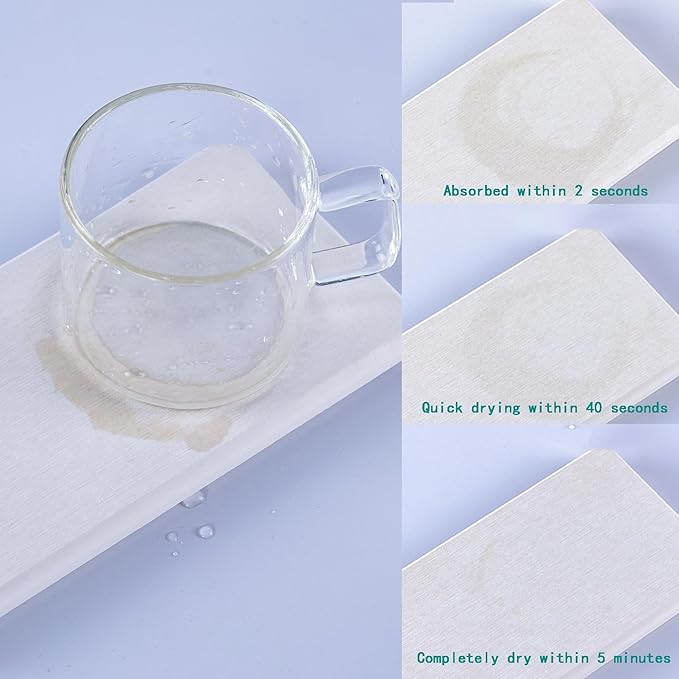 2 Pcs Water Absorbing Stone Trays, Kitchen/Bathroom Sink Soap Dish, Diatomite Tray Used for Hand Soap & Cosmetic Bottles in The Modern Home, 4" W x 8.3" L, White