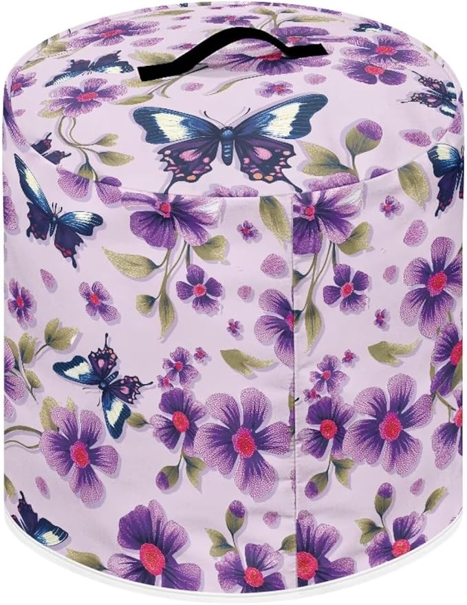 Purple Butterfly Flower Dust Cover for Kitchen Instant Pot Accessories Appliance Cover Quart Pressure Cooker Air Fryer Rice Cooker Kitchen Appliance Dust Covers with Storage Pockets Size S