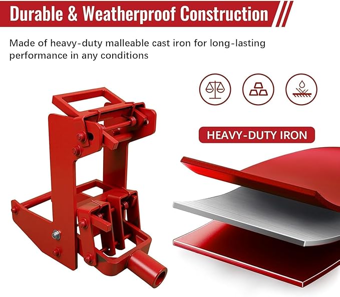 2 Pcs Wall Jack, Portable Lifting Tool Works with 1-1/2" x 3-1/2" Fir Poles or 1" OD Steel Pipes, Heavy-Duty Wall Jacks for Framing, Lifting Wall Beams, Red