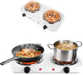 2000W Double Burner Electric, Portable Hot Plate for Cooking, Cooking Stove with 5 Temperature Adjustments, Countertop Burner Cooktop for Kitchen, Dorm (2Burner_White, 18x10x3")