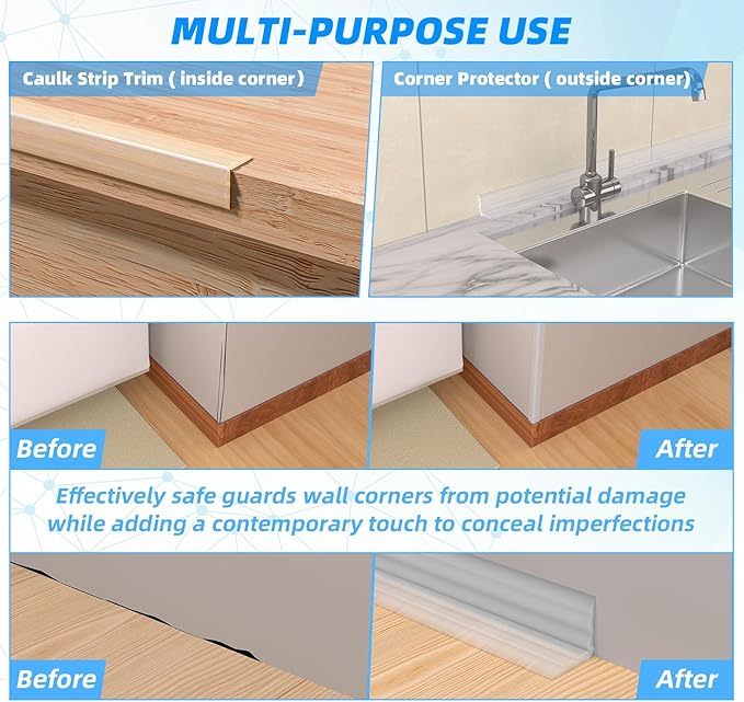 10FT Flexible Wall Corner Protector Moulding Trim, Peel and Stick Inside & Outside Wall Corner Guards Edge Protector,Self Adhesive Molding Trim Strip for Edge Ceiling
