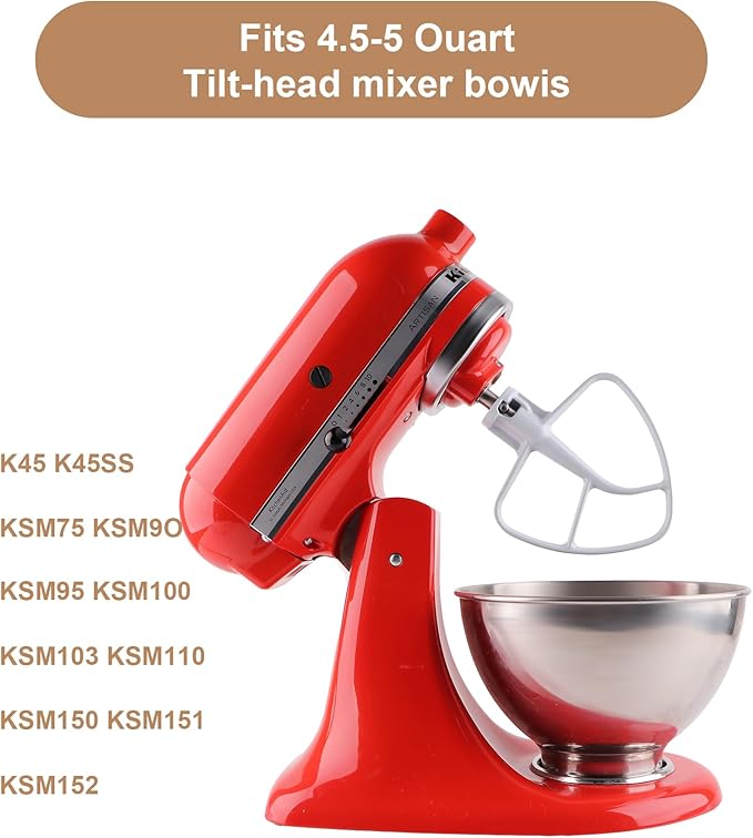 MEET JUICE K45B Metal Beater with Non-Stick Coating, Compatible with KitchenAid 4.5-5 Quart Tilt-Head Stand Mixer